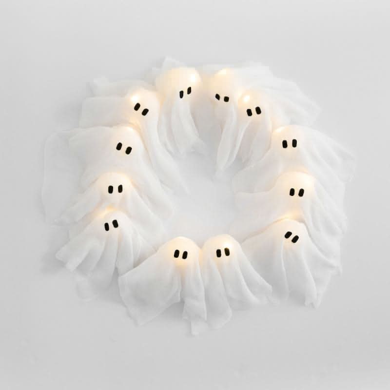 WRAITHHALO – LED-spøgelseskrans til Halloween med uhyggeligt lys ved døren