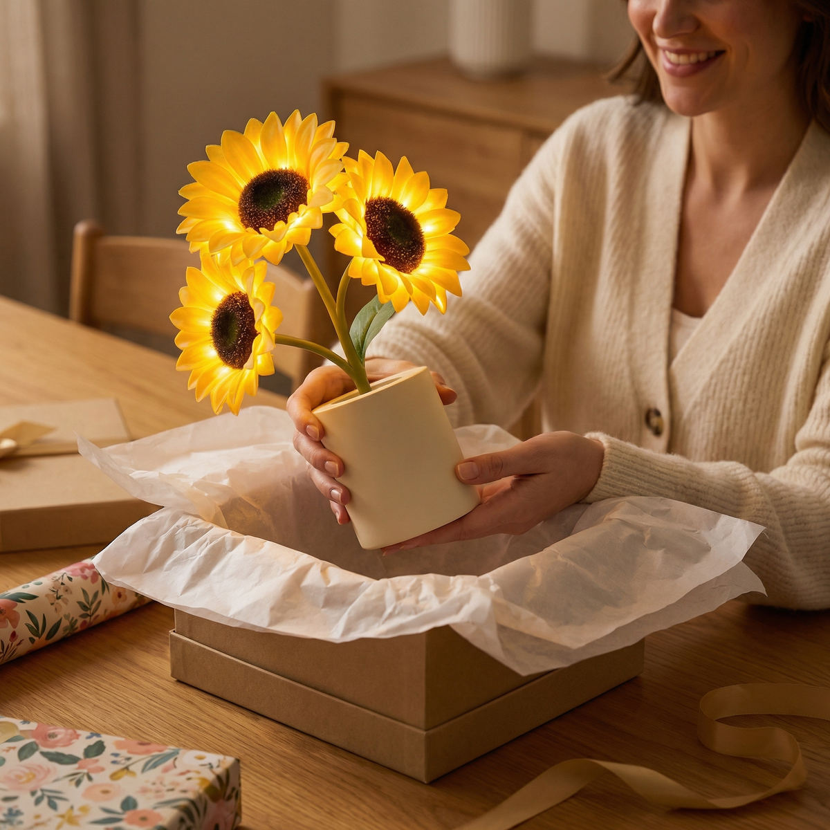 SUNPETAL – Rechargeable Sunflower Table Lamp for Warm Ambiance