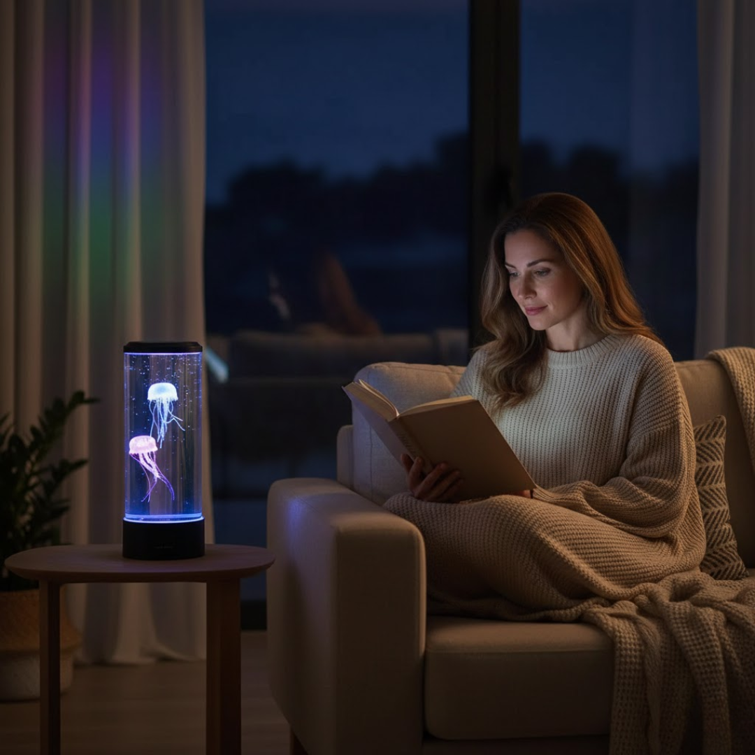 AQUAJELORIA – Glowing Jellyfish Lamp for Peaceful Bedroom Ambience