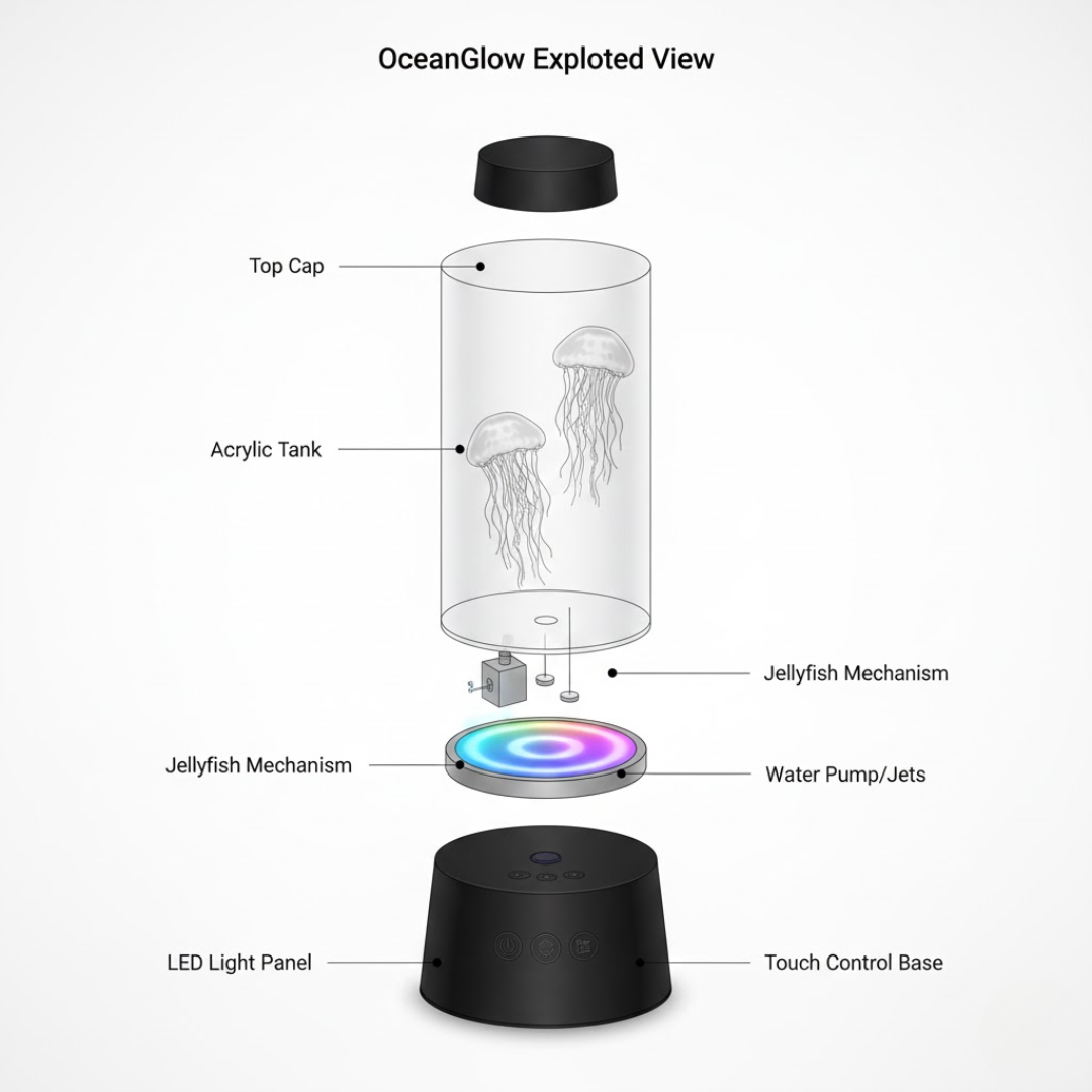 AQUAJELORIA – Glowing Jellyfish Lamp for Peaceful Bedroom Ambience