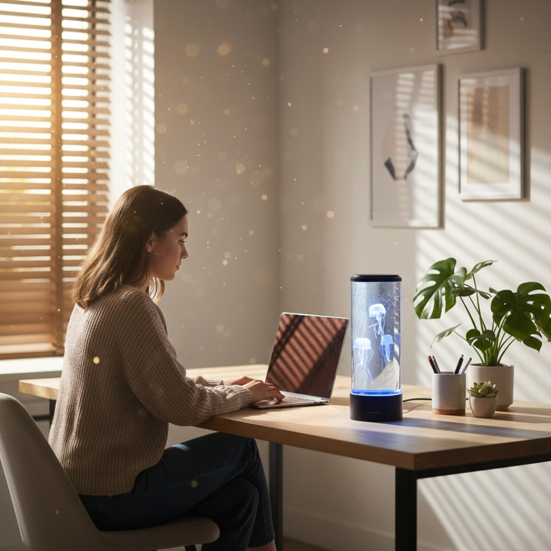 AQUAJELORIA – Glowing Jellyfish Lamp for Peaceful Bedroom Ambience