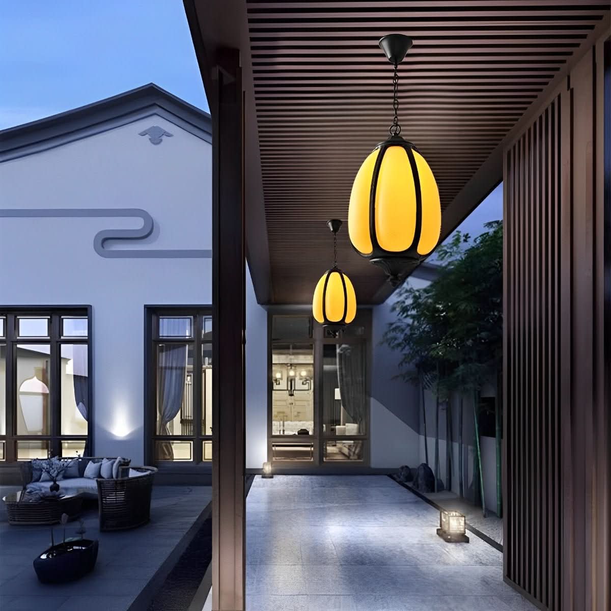 HARVESTELLE – Pumpkin Pendant Light for Elegant Patio Styling