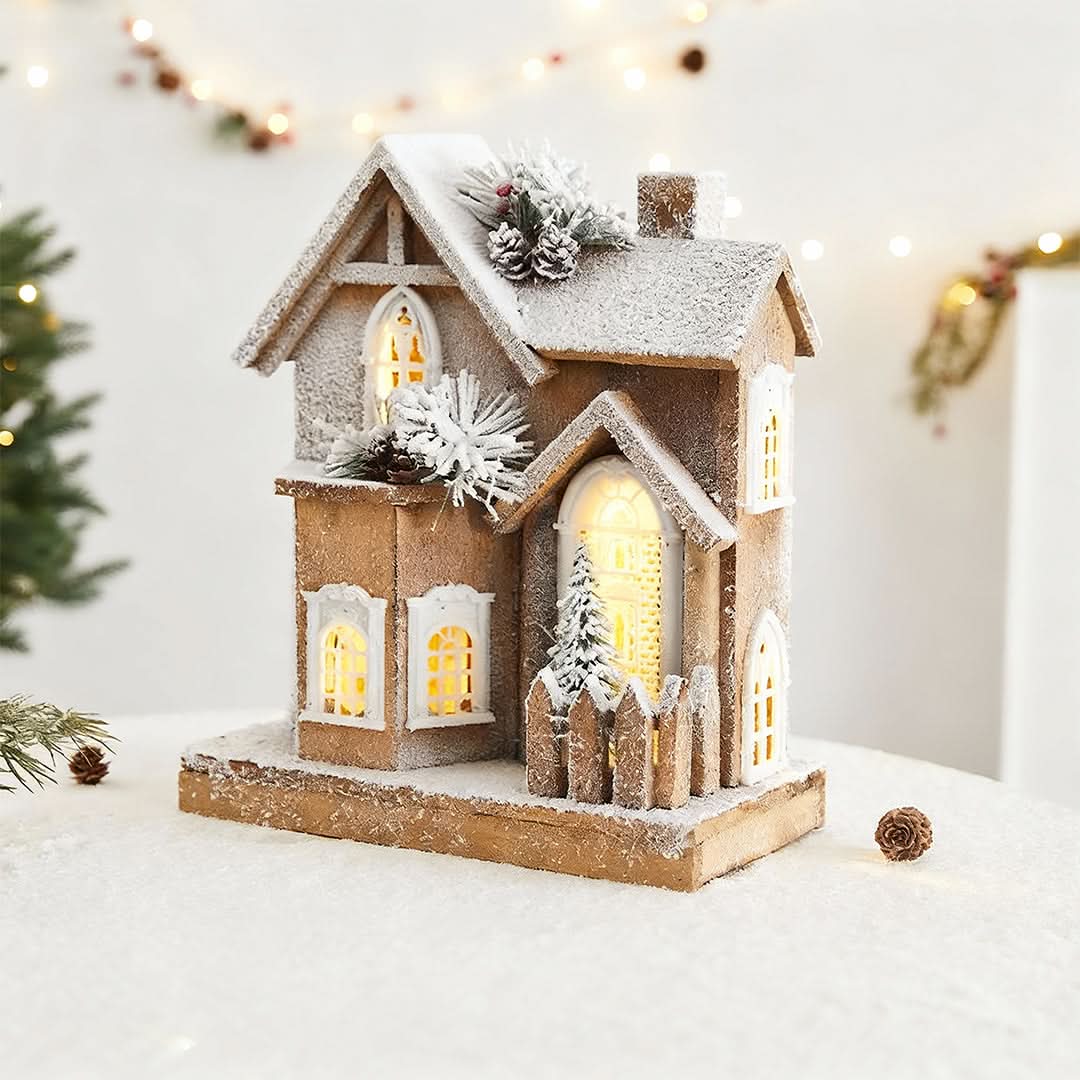 VILLAGEWISH – Light-Up Christmas House Scene for Festive Charm