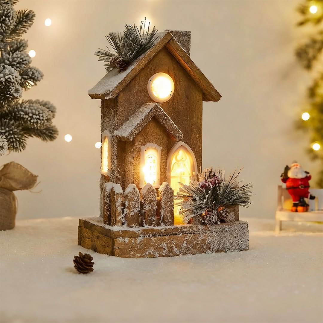 VILLAGEWISH – Light-Up Christmas House Scene for Festive Charm