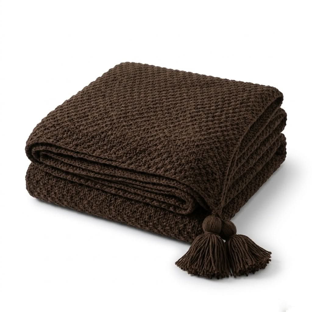 CHUNKYNEST – Chunky Knit Tassel Throw Blanket for Warm Relaxation