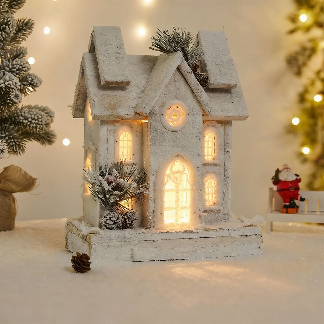 VILLAGEWISH – Light-Up Christmas House Scene for Festive Charm